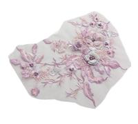 suxuMhao 2PCS Flower Fabric Beaded Lace Applique, 3D Embroidered Patch for Wedding Bridal Gown Floral Clothing Patch Decoration,G12