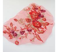 suxuMhao 2PCS Flower Fabric Beaded Lace Applique, 3D Embroidered Patch for Wedding Bridal Gown Floral Clothing Patch Decoration,G01