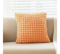 suxuMhao 2Pcs Simple Solid Color Elastic Puff Check Pillow case Classic and Timeless, Pure Color Simple Pillowcase, with Any Bed is Brilliant 17.72x17.72inch(Light Orange