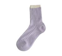 SUXUMHAO 3 pairs Women's Thin Cotton Socks,Soft Cotton Bootie Socks Women Above Ankle Crew Socks (Purple) Q