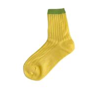 SUXUMHAO 3 pairs Women's Thin Cotton Socks,Soft Cotton Bootie Socks Women Above Ankle Crew Socks (Yellow) Q