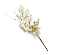 SUXUMHAO 3 Pcs Christmas Glitter Artificial Flower Lily Decorative Branches 16.5 inch Fake Glitter Berry for Christmas Embellishing DIY Garland Wreath Home Garden Decoration，Golden
