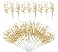 SUXUMHAO 30 Pcs Golden Glitter Christmas Tree Picks - 13.4 x 2.7 Inch Curly Tall Filler Branches. Perfect for Christmas Tree, Vase, Wedding Decor. Festive Twigs & sprigs for Holiday Styling
