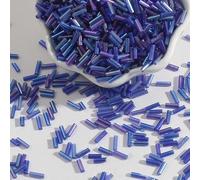 suxuMhao 300Pcs Long Tube Seed Beads 2×7mm Small Craft Loose Spacer Beads for Earring Bracelets Necklace Jewelry Making-Dark Blue