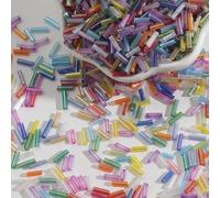 suxuMhao 300Pcs Long Tube Seed Beads 2×7mm Small Craft Loose Spacer Beads for Earring Bracelets Necklace Jewelry Making-Multicolour