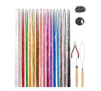 SUXUMHAO 48 Inch Glitter Hair Tinsel Extensions Kit ，16 Colors ，With Tools - Heat Resistant Fairy Hair Accessories for Women, Girls, Kids，