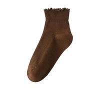 SUXUMHAO 6 pairs of Womens Cotton Socks, Thin Soft Comfort Breathable, Above Ankle Socks for Business, Casual，(Brown Q