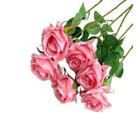 SUXUMHAO Artificial Roses - 6 Pcs 20IN ramo de rosas artificiales, Realistic Rose Decor, Premium Fake Flowers, Silk Flowers Bulk, for centerpieces for Home Party Decor,Dark Pink