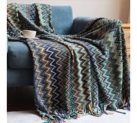 SUXUMHAO Bohemian Style Sofa Throws, Warm Thick Armchair Cover Soft Blanket, Sofa and Living Room Accent Decor,Blue(51.18 * 90.55inch)