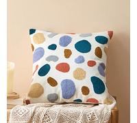suxuMhao Boho Geometric Tufted Decorative Throw Pillow Cover Farmhouse Cotton Embroidery Accent Square Cushion Case for Couch Sofa Bed (EmbroideryJ, 18"x18")