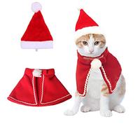 suxuMhao Cat Christmas Costume Pet Santa Hat with Scarf Outfit for Puppy Kitten Christmas Party Costume Supplies Size L