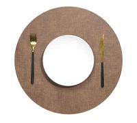 suxuMhao Circle Placemats,6 Pcs Brown Round Place Mats for Table, 33cm Diameter (12.99in) - Stylish Individuales para Mesa, Durable Dining Table Protectors, Easy to Clean