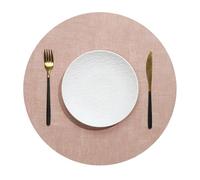 suxuMhao Circle Placemats,6 Pcs Pink Leather Round Place Mats for Table, 33cm Diameter (12.99in) - Stylish Individuales para Mesa, Durable Dining Table Protectors, Easy to Clean