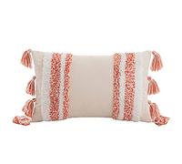 suxuMhao Geometric Embroidery Tufted Lumbar Throw Pillow Covers 12x20 Inch Boho Cotton Canvas Woven Tufted Tassel Cushion Covers Home Decor (Orange,12"x20")