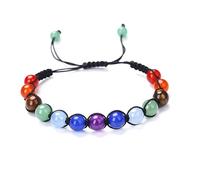 SUXUMHAO Handmade Beaded Bracelet, suitable for both men and women, 13 pieces of 8mm natural stone seven color stone beads handmade woven bracelet (B style, colorful)