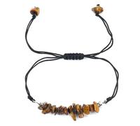 SUXUMHAO handmade beaded bracelet, suitable for both men and women, hand woven natural gravel crystal bracelet with adjustable rope (brown)