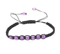 SUXUMHAO handmade beaded bracelet, suitable for both men and women, natural amethyst woven adjustable bracelet (purple, 0.6cm amethyst)