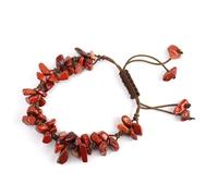 SUXUMHAO handmade beaded bracelet, suitable for both men and women, natural crushed stone crystal pure handmade woven bracelet with adjustable rope (deep red)