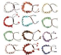 SUXUMHAO handmade beaded bracelet, suitable for both men and women, natural crushed stone crystal pure handmade woven bracelet with adjustable rope (white)