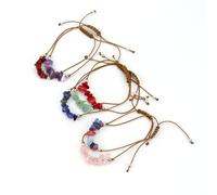 SUXUMHAO Handmade Beaded Bracelet, Suitable for Men and Women, Irregular Natural Stone Brown Woven Wax Thread Bracelet, Gravel Beach Bracelet (Green)