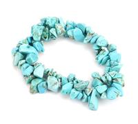 SUXUMHAO Handmade Beaded Bracelet, Suitable for Men and Women, Natural Colorful Crystal Irregular Crushed Stone Double Layer Woven Cross Elastic Bracelet (Blue)