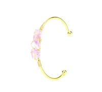 SUXUMHAO Handmade Beaded Bracelet, Suitable for Men and Women, Natural Raw Stone Crystal Wrapped Wire Metal Bracelet (Light Purple)