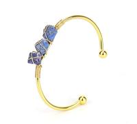 SUXUMHAO Handmade Beaded Bracelet, Suitable for Men and Women, Natural Raw Stone Crystal Wrapped Wire Metal Bracelet (Dark Blue)