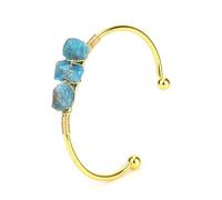 SUXUMHAO Handmade Beaded Bracelet, Suitable for Men and Women, Natural Raw Stone Crystal Wrapped Wire Metal Bracelet (Blue)