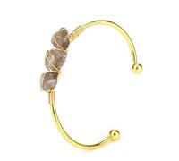 SUXUMHAO Handmade Beaded Bracelet, Suitable for Men and Women, Natural Raw Stone Crystal Wrapped Wire Metal Bracelet (Light Brown)