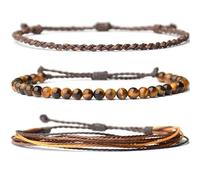 SUXUMHAO - Handmade Healing Bracelet Natural Stone Beads Gift for Men Adjustable Rope Bracelet 3pcs A01
