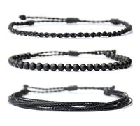 SUXUMHAO Handmade Natural Stone Beaded Healing Bracelet Gift for Men Adjustable Rope String Bracelet,3pcs A02