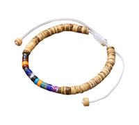 SUXUMHAO Handmade Wooded Wood Beads Boho Vintage Stretch Bracelet, Healing Protection Balance Bracelet for Women Men-Style H