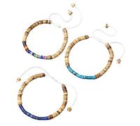 SUXUMHAO Handmade Wooded Wood Beads Boho Vintage Stretch Bracelet, Healing Protection Balance Bracelet for Women Men-Style I