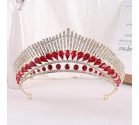 SUXUMHAO Headbands 1 Piece - Crystal Crown Hair Accessory for Brides, Elegant Headwear for Wedding & Special Occasions, Chic Bridal Hair Decoration（Red） 012