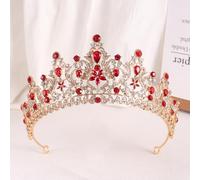 SUXUMHAO Headbands 1 Piece - Crystal Crown Hair Accessory for Brides, Elegant Headwear for Wedding & Special Occasions, Chic Bridal Hair Decoration（Red） 03