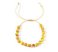 SUXUMHAO Heart Bracelets for Women,Boho Handmade Natural Stone Bracelets Crystal Beads Bracelet Jewelry-Yellow
