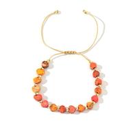 SUXUMHAO Heart Bracelets for Women,Boho Handmade Natural Stone Bracelets Crystal Beads Bracelet Jewelry-Orange