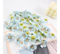 SUXUMHAO Realistic Artificial Cherry Blossoms-Fake Silk Flowers,100pcs Artificial Flowers Bulk,0.98IN Diameter,Light Blue for Home Party Wedding Decor