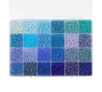suxuMhao Rice Bead Box Set, 5200pcs 3mm Glass Seed Beads - Colorful Mixed Beads for Jewelry Making, DIY Crafts Embroidery Bead Assortment, Handmade Materials Jewelry Making Supplies,Blue