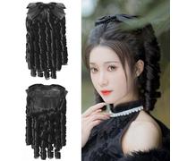 SUXUMHAO Romantic Curly Baroque Rococo Wig 18th Century Colonial Women Civil War Ball Costume Wig (Brown Black)