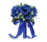 SUXUMHAO Romantic Wedding Bouquet Crystal Silk Roses Bridal Wedding Hand Bouquet Bridesmaid Holding Artificial Fake Flowers Eternal Flower Love Gift，Blue