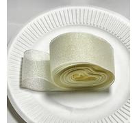 suxuMhao Satin Ribbon, Beige Ribbon Pearl Yarn, 4cm x 10yd Polyester Velvet Ribbon, 2 Rolls, Soft & Durable, Wide Ribbon for Gift Wrapping, Ideal for Crafts/Decor,