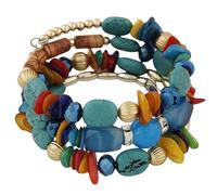 SUXUMHAO Summer Boho Retro Style Multilayer Wrap Irregular Beads with Flower Charm Bracelets, Ethnic Jewelry for Women-Multicolour