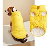 suxuMhao Windproof Winter Jacket Dog Coat Warm Vest Cold Weather Pet Apparel with 2 Layers Fleece Lined for Small Medium Large Dogs (L, Yellow)