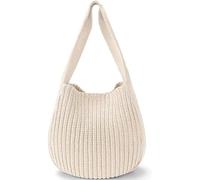 SUXUMHAO Women's Woven Shoulder Bag Woven Tote Bag and Cosmetic Bag,Summer Beach Weaving Chic Woven Tote Handbags Shoulder Bags 12.99 * 1.96 * 12.59inch -White