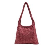 SUXUMHAO Women's Woven Shoulder Bag Woven Tote Bag and Cosmetic Bag,Summer Beach Weaving Chic Woven Tote Handbags Shoulder Bags 9.84 * 1.96 * 6.69inch -Red