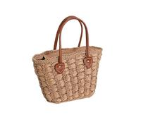 SUXUMHAO Women's Woven Shoulder Bag Woven Tote Bag and Cosmetic Bag,Summer Beach Weaving Chic Woven Tote Handbags Shoulder Bags 14.96 * 5.11 * 9.05inch -Khaki