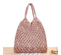 SUXUMHAO Women's Woven Shoulder Bag Woven Tote Bag and Cosmetic Bag,Summer Beach Weaving Chic Woven Tote Handbags Shoulder Bags 17.32 * 0.39 * 14.96inch -Pink