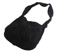 SUXUMHAO Women's Woven Shoulder Bag Woven Tote Bag and Cosmetic Bag,Summer Beach Weaving Chic Woven Tote Handbags Shoulder Bags 14.96 * 0.78 * 11.81inch-Black