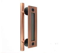 SUYA 12 Inch Sliding Barn Door Handle Heavy Duty Pull and Flush Handle Set Large Rustic Two Side Design Fits for Kitchen Gate Sheds Garage,Antique Copper Finish